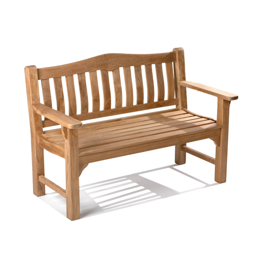 Banc 53 Ash & Ember Hawthorne en teck de grade A, Accueille 2 personnes confortablement, Mobilier de patio en bois massif résistant aux intempéries pour intérieur et extérieur avec lattes rapprochées, dossier incurvé, accoudoirs