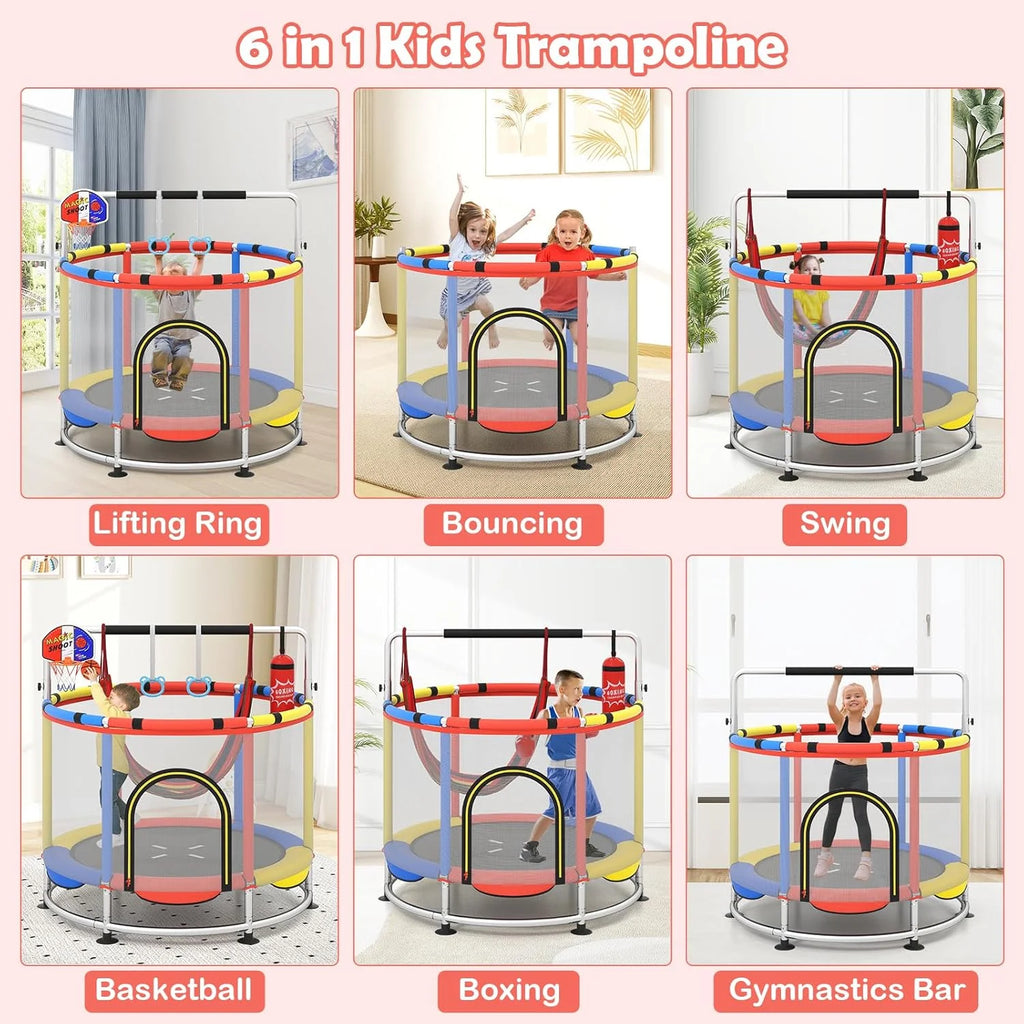 OLAKIDS 55 Trampoline pour enfants Filet de protection Robuste pour Garçons Filles Extérieur Intérieur