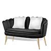 Canapé 2 places contemporain MoNiBloom en velours avec pieds en métal finition dorée, avec deux coussins pour salon, chambre, bureau à domicile, violet