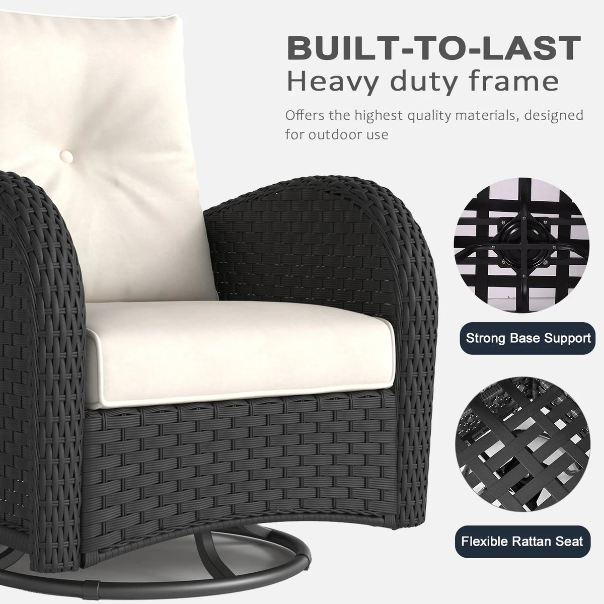 Ensemble de mobilier de patio LayinSun 7 pièces avec table brasero, fauteuils pivotants à bascule en rotin tressé