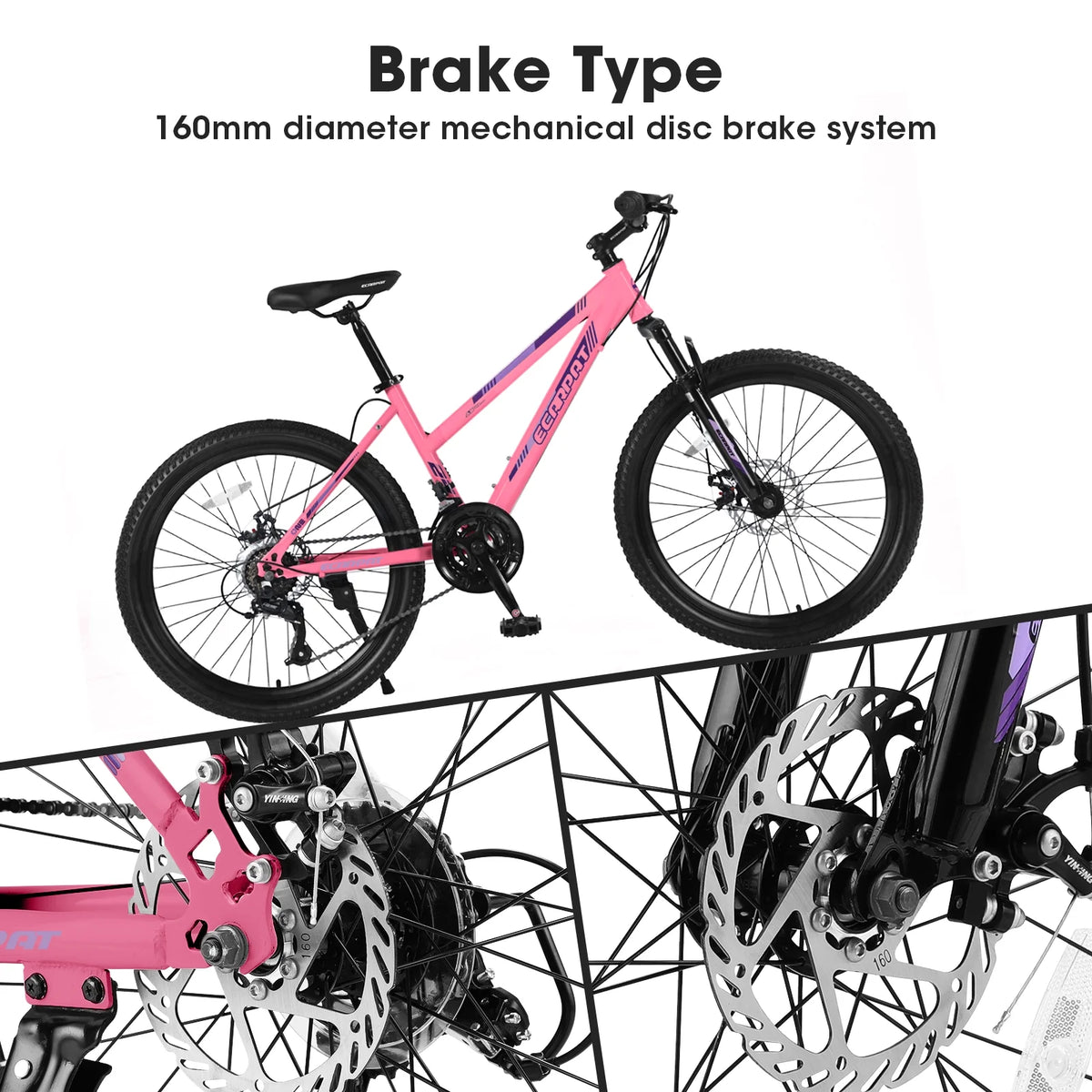 Vélo tout-terrain Ecarpat 26 pouces pour adultes et femmes, freins à disque doubles Shimano, 21 vitesses, suspension intégrale, pour trajets quotidiens et sport en plein air, plusieurs coloris