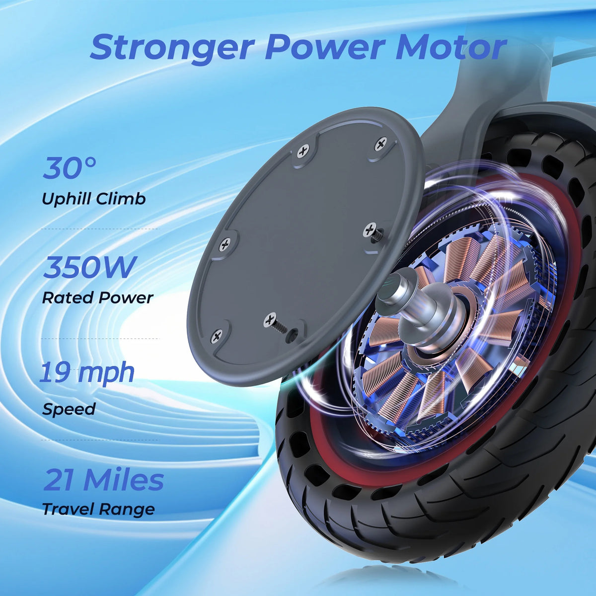 Trottinette électrique JOYHIS J078 pour homme et femme, pneu plein 8,5 pouces, vitesse de 19 mi/h, moteur de 350 W, autonomie maximale de 21 miles, trottinette de ville pliable