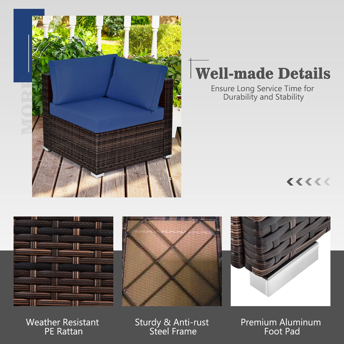 Costway Salon de Jardin en Rotin 8 Pièces avec Table Brasero et Couvercle Noir pour Terrasse