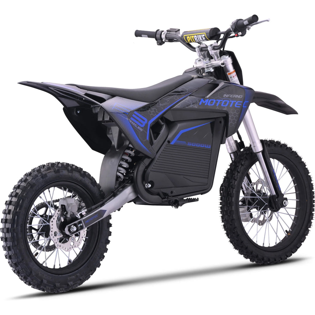 Moto tout-terrain électrique MotoTec 72v Pro 5000w Lithium Bleu