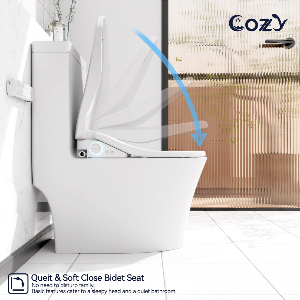 COZY Abattant de Toilette Bidet Électrique, 15,4 x 19,9 pouces, Abattants de Toilette Bidet Réglables