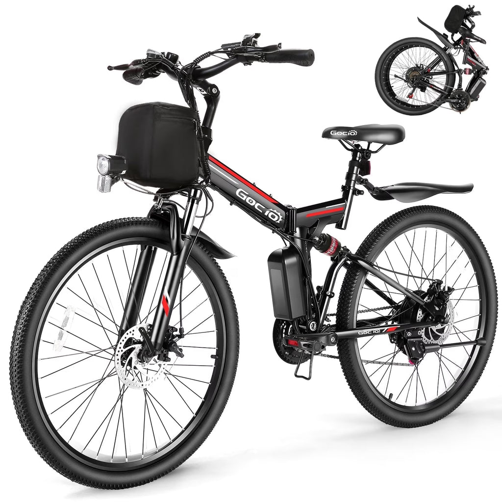 Vélo électrique pliant Gocio 26 pour adultes, VTT électrique 500W, Double amortisseur, Batterie 48V 7,8Ah, Shimano 21 vitesses, UL2849