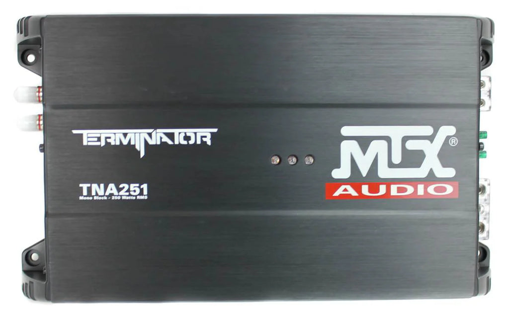 Pack audio MTX comprenant deux caissons de basses pour voiture de 12 pouces, caisson actif et amplificateur avec kit de câblage