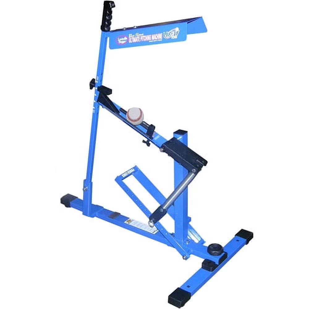 Machine à lancer Louisville Slugger Blue Flame Pitching Machine C, entraîneur manuel de baseball et de softball, lance jusqu’à 60 mi/h, outil d’entraînement pour jeunes et adultes