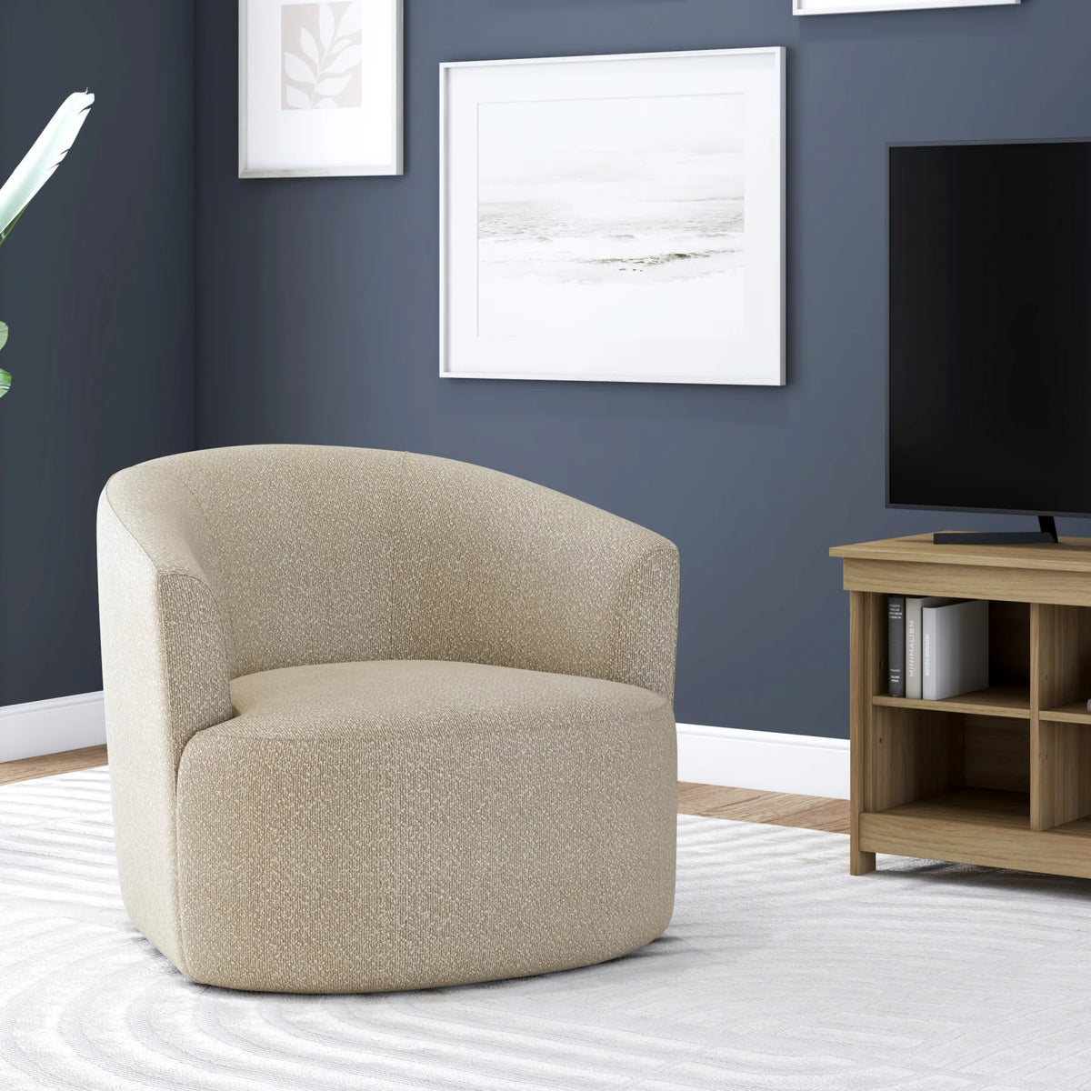Fauteuil d'appoint pivotant en bouclé Mainstays, taupe