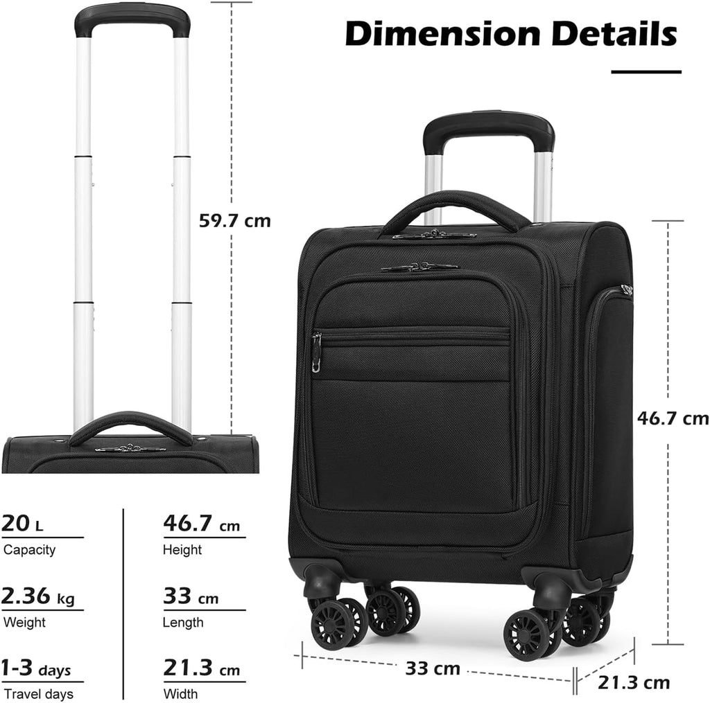 Bagage cabine sous siège souple léger à roulettes multidirectionnelles