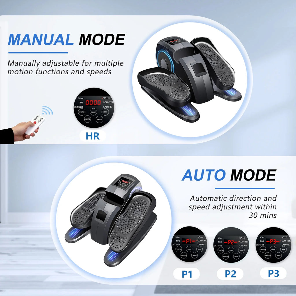 Vélo elliptique de bureau Baokaler, appareil d’exercice électrique pour les jambes assis, pour seniors, 12 vitesses réglables avec télécommande