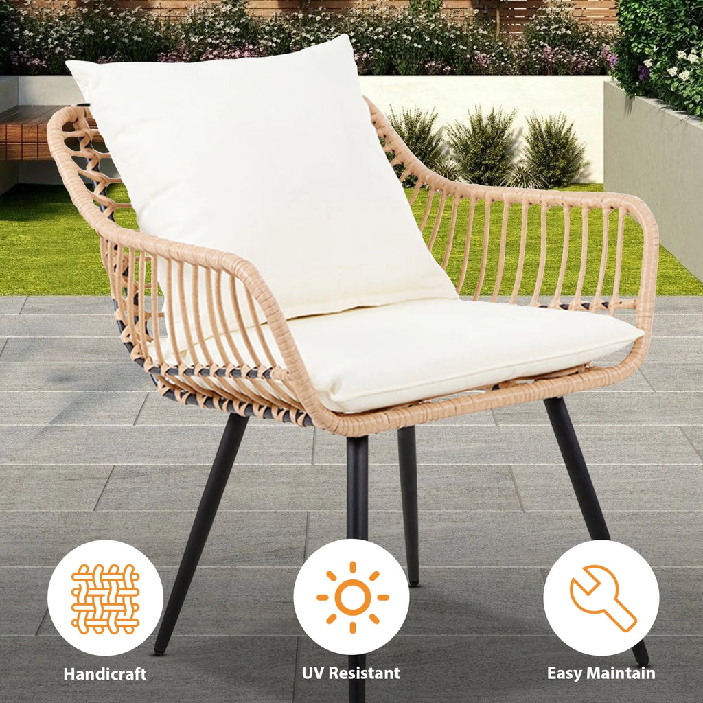Salon de jardin Ainfox 7 pièces en promotion, canapé en rotin gris avec coussins gris