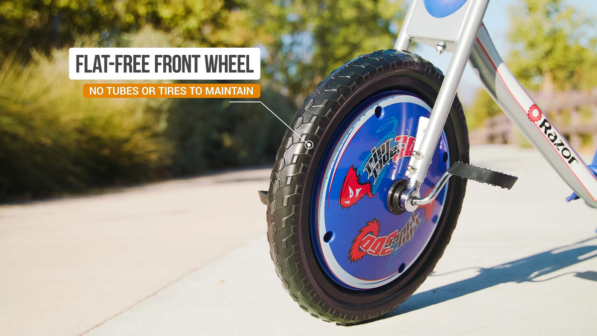 Tricycle de dérapage Razor RipRider 360 - Bleu, Roue avant de 16 pouces, Véhicule autoporté de dérapage à 3 roues, Tricycle avec roulettes arrière pour enfants à partir de 5 ans, Unisexe