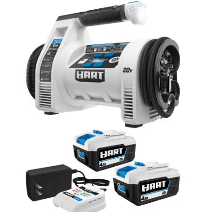 Kit gonfleur à double fonction HART 20 V avec lot de 2 batteries de 4 Ah