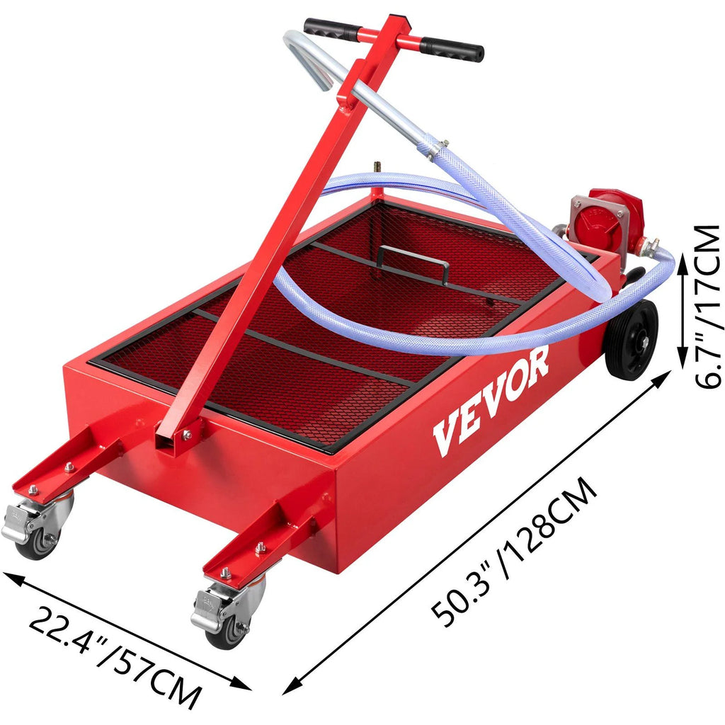 Grand bac de vidange d’huile de 20 gallons, capacité de 76 L, avec pompe, flexible et roulettes pivotantes, réservoir de faible hauteur pour vidange d’huile de voitures, VUS et camions