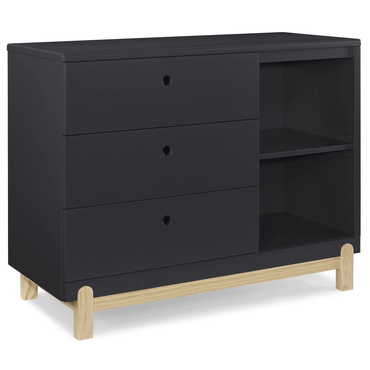 Commode Delta Children Poppy à 3 tiroirs avec casiers et tiroirs emboîtables, Blanc Bianca/Naturel