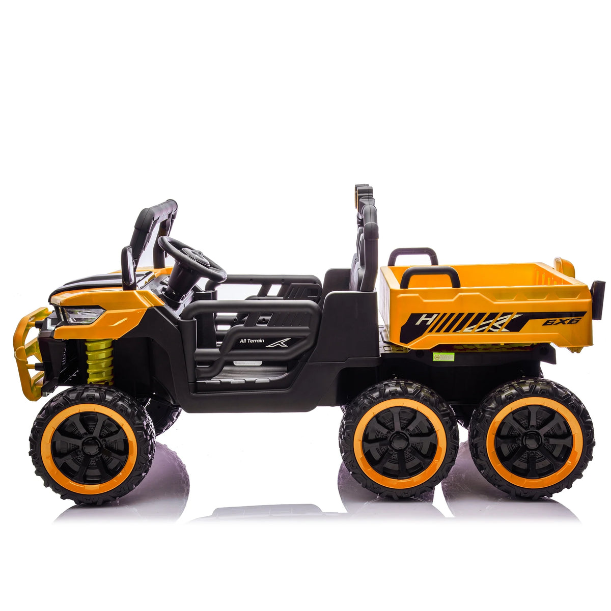 Xuanlur Voiture électrique pour enfants 24V 2 places, UTV avec moteur 2x200W, Jouet électrique 24 volts avec benne/pelle, Voiture électrique pour enfants avec pneus résistants, lumière LED, musique, télécommande, noire