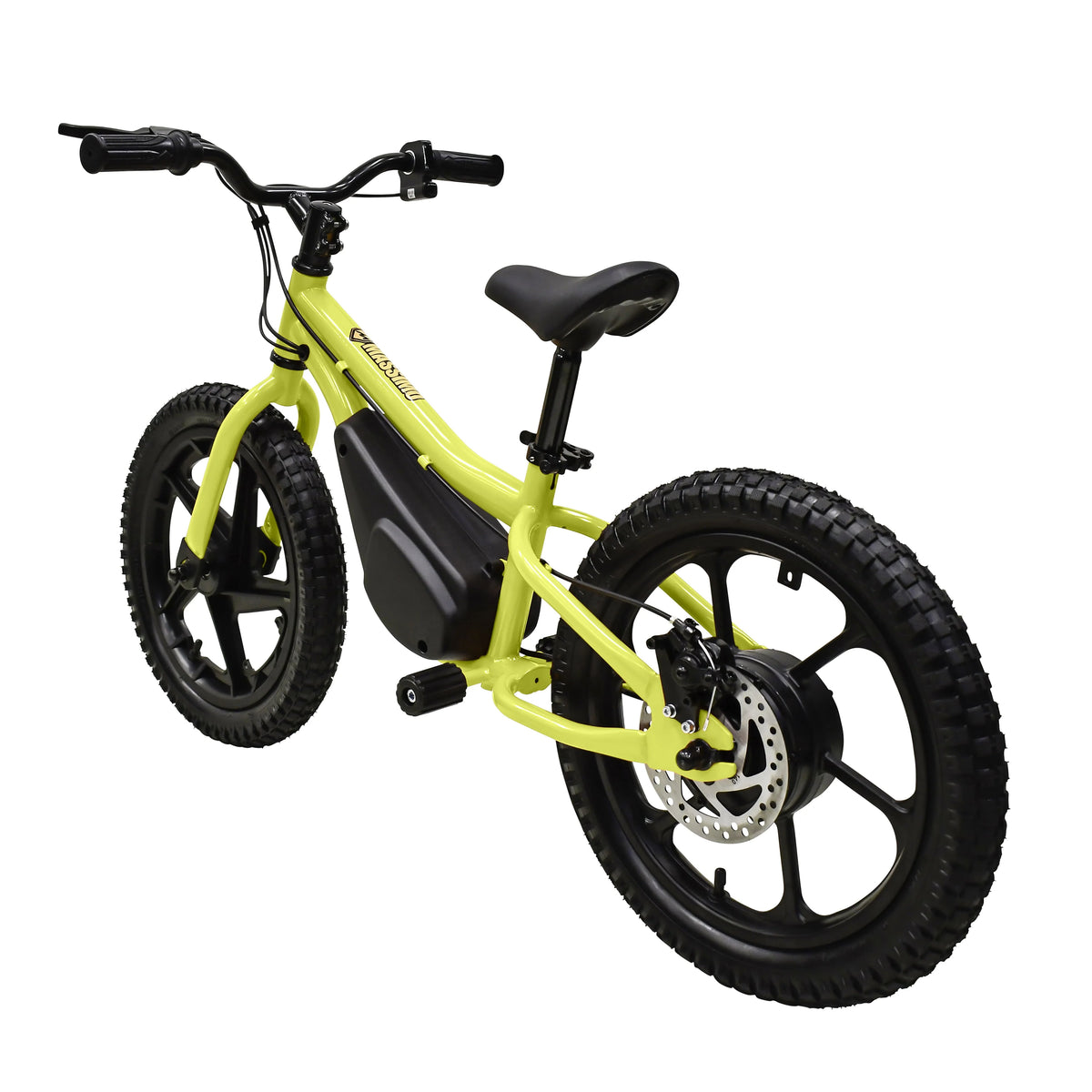 Vélo d’équilibre électrique Massimo E13 24 V | Hauteur de selle : 18 à 22 po, à batterie, pour les enfants de 5 ans et plus (jaune)