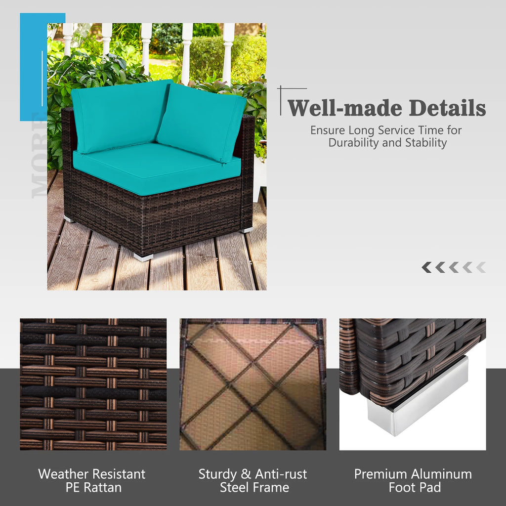 Costway Salon de Jardin en Rotin 8 Pièces avec Table Brasero et Couvercle Noir pour Terrasse