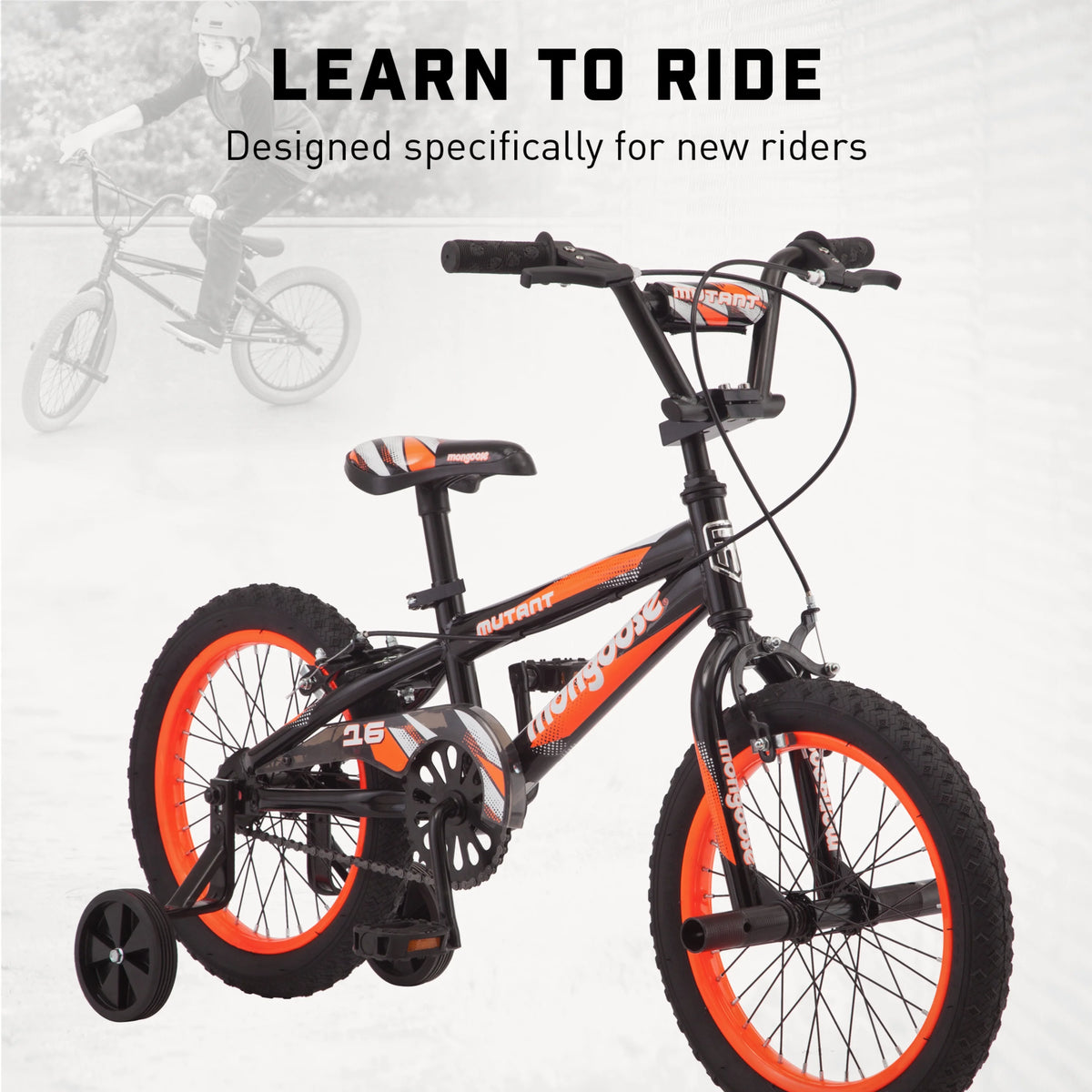 Vélo BMX Mutant 16 pour enfant, 3-5 ans, Noir & Orange
