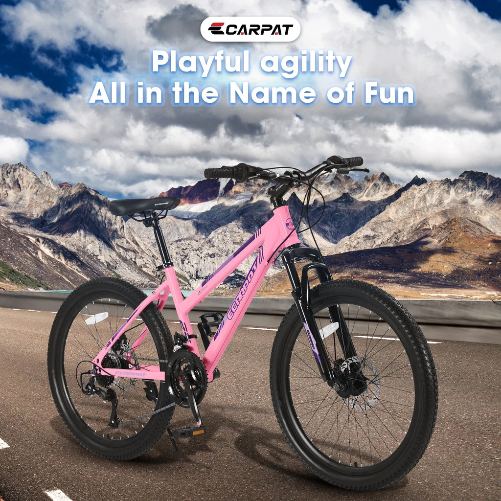 Vélo tout-terrain Ecarpat 26 pouces pour adultes et femmes, freins à disque doubles Shimano, 21 vitesses, suspension intégrale, pour trajets quotidiens et sport en plein air, plusieurs coloris