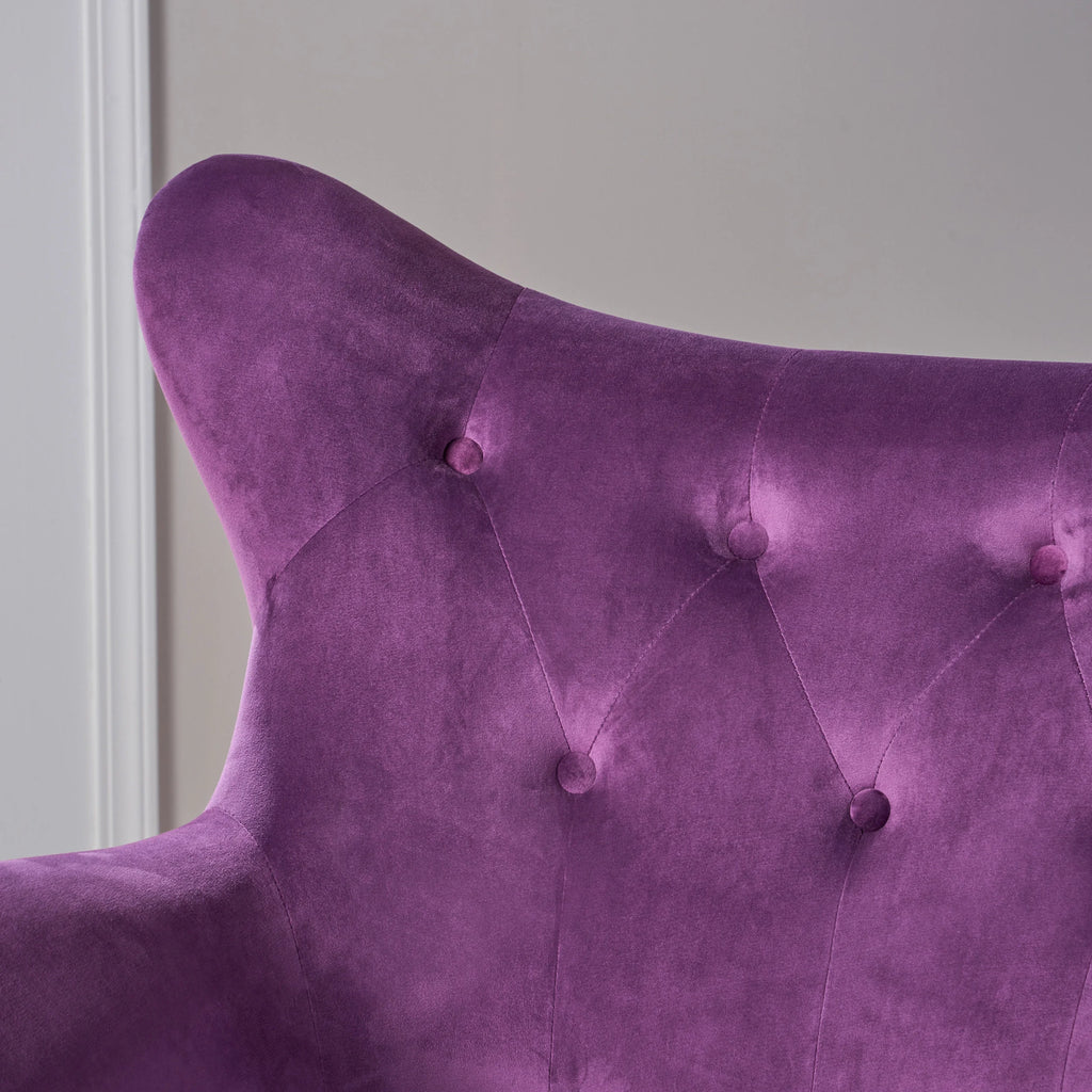 Fauteuil à oreilles en velours Noble House Simon, violet