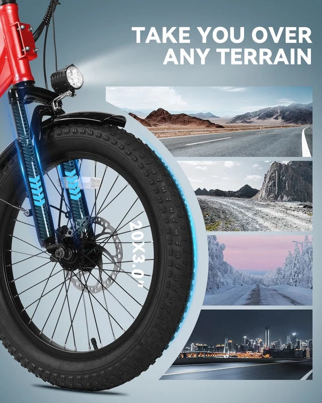Vélo électrique Actbest pour adultes, Mars 20'' Pneu large Vélo pliant électrique avec moteur de pointe 1200W, 7 vitesses 28MPH, Batterie amovible 48V 499Wh, Potence de vélo réglable, Vélo électrique pliable UL2849 (Noir)