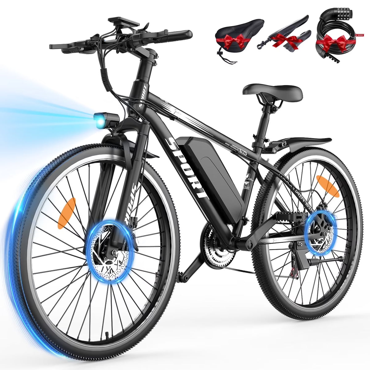 Vélo électrique tout-terrain G28-1200W Peak 26 pour adultes, vélo électrique tout-terrain 48V (batterie amovible, autonomie de plus de 45 mi, écran LCD, capacité de 330 lb, pneus à air – certifié UL2849, pour camping et sentiers)