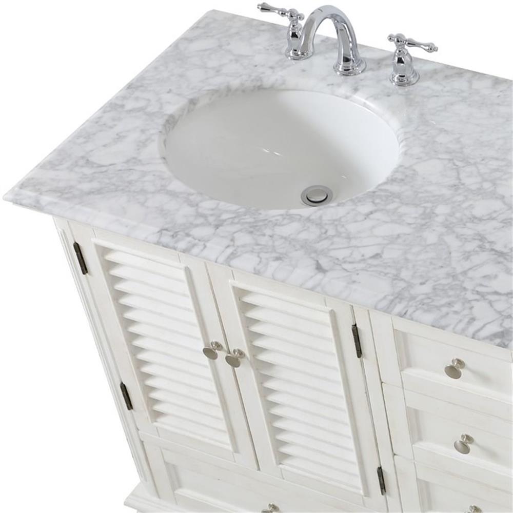 Meuble-lavabo double élégant de 60 pouces pour salle de bain, blanc antique