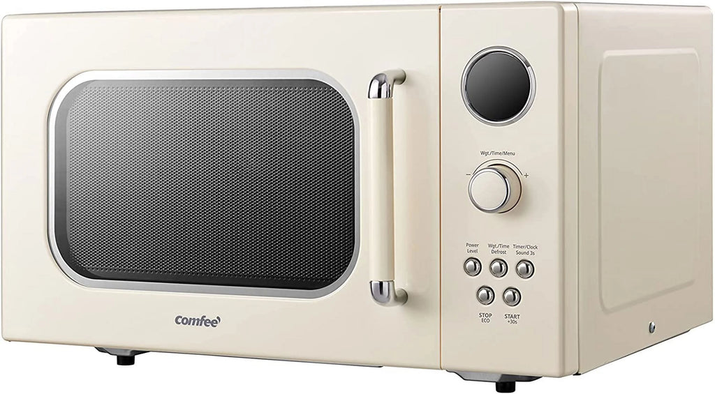Comfee' Micro-ondes rétro avec affichage numérique LED, 0,9 pi³, 900 W, Abricot, CM-M092AAT
