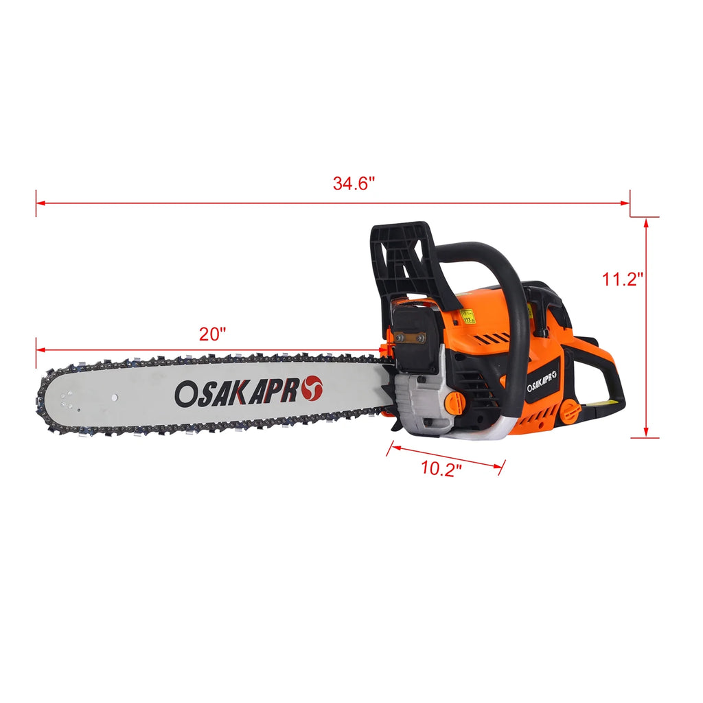 Tronçonneuse à essence Seizeen, tronçonneuse à essence 52 cm³ avec chargeur rapide, tronçonneuse sans fil 20 pouces 2,6 CV 8 500 tr/min, puissante tronçonneuse pour la taille en pépinière
