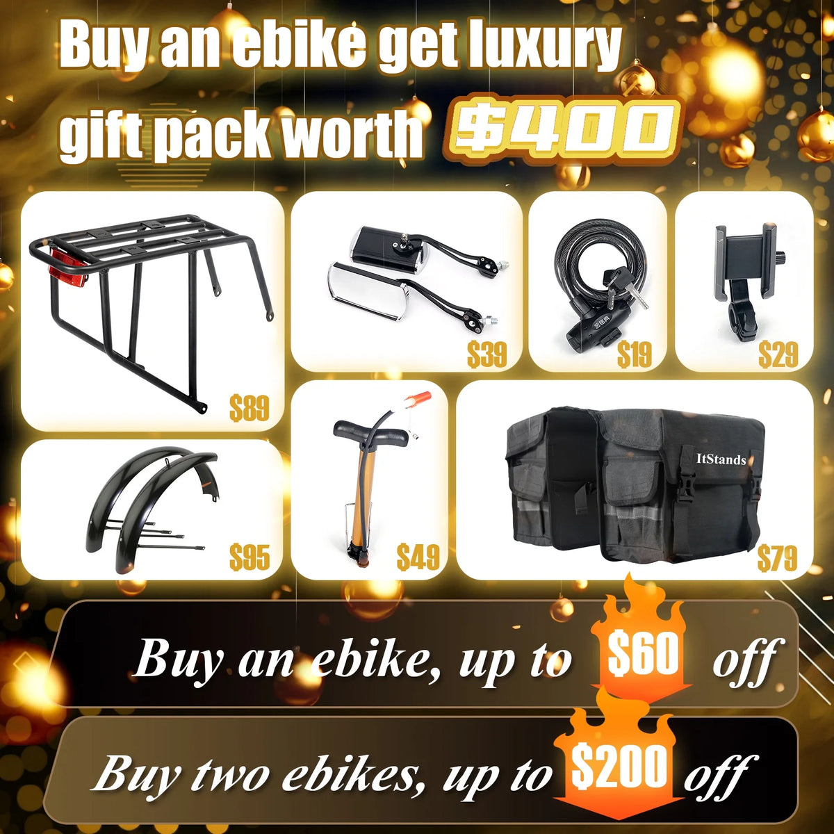 Dual Motors AWD 2000W Electric Bike for Adult 26'', UL2849 48V 60AH Removable Battery E-mountain bike 4'' Fat Tire up to 35MPH&200Miles Long Range Off Road Ebike Beach Dual Hydraulic&Brakes E-Bicycle