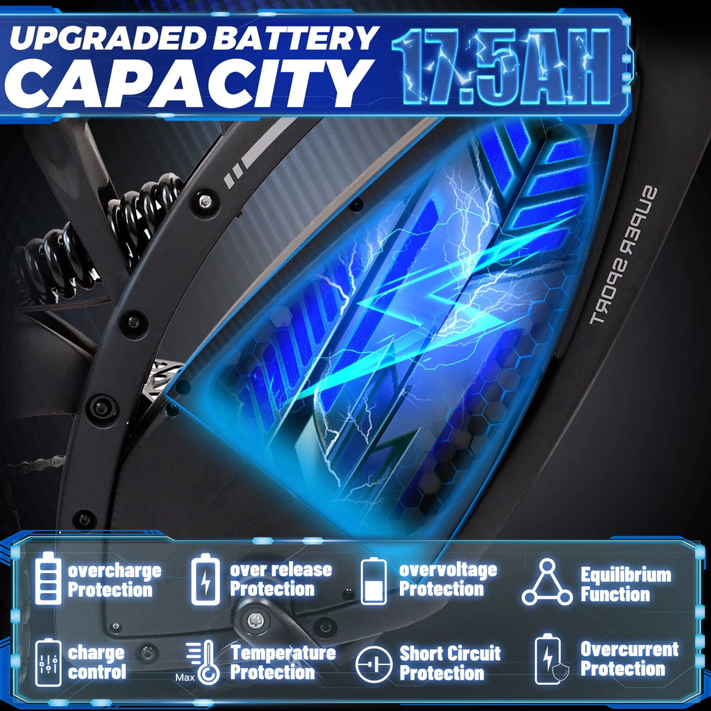 Vélo VTT électrique Ecotric 18 Ah 48 V 750 W Batterie 26 Pouces 4,8 Pouces Pneu Large Fourche à suspension intégrale Cadre en aluminium Vélo de montagne pour homme Vélo électrique de plage Vélo de neige pour adultes A-E516646