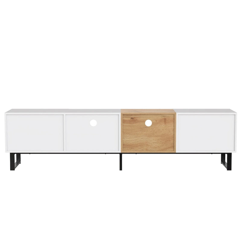 Meuble TV avec 2 placards et compartiment de rangement ouvert