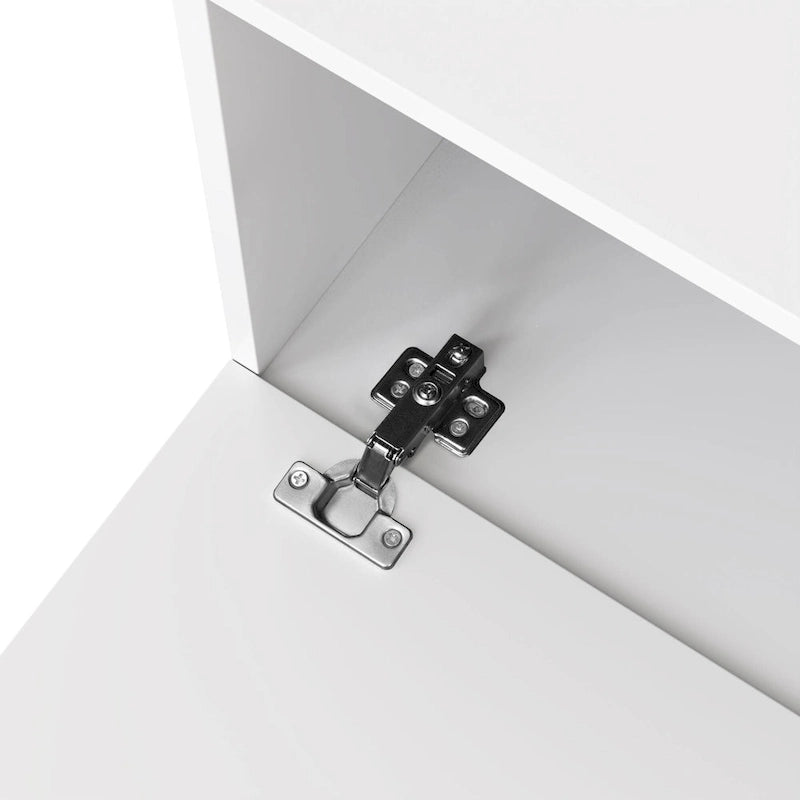 Meuble TV avec 2 placards et compartiment de rangement ouvert