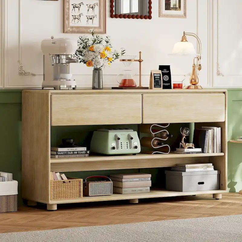 Console avec tiroirs et étagères pour salon, entrée
