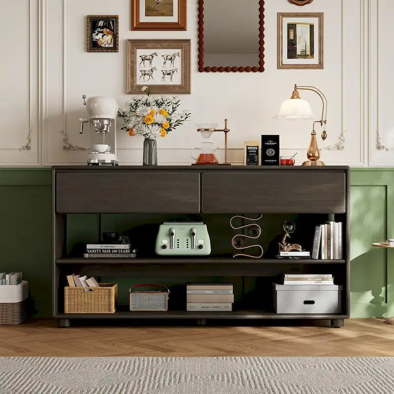 Console avec tiroirs et étagères pour salon, entrée