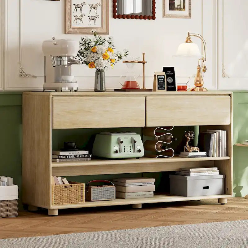 Console avec tiroirs et étagères pour salon, entrée