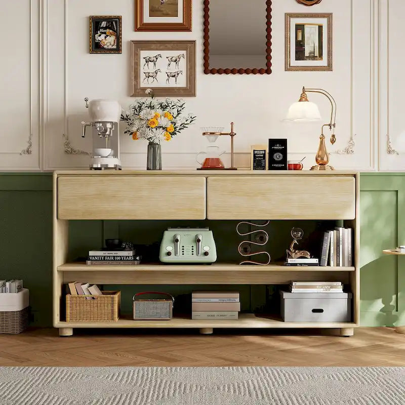 Console avec tiroirs et étagères pour salon, entrée