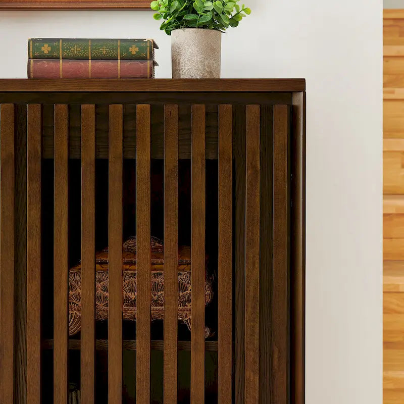 Buffet moderne cannelé ajouré avec 2 trous de sortie, buffet avec rangement, armoire de rangement pour salon