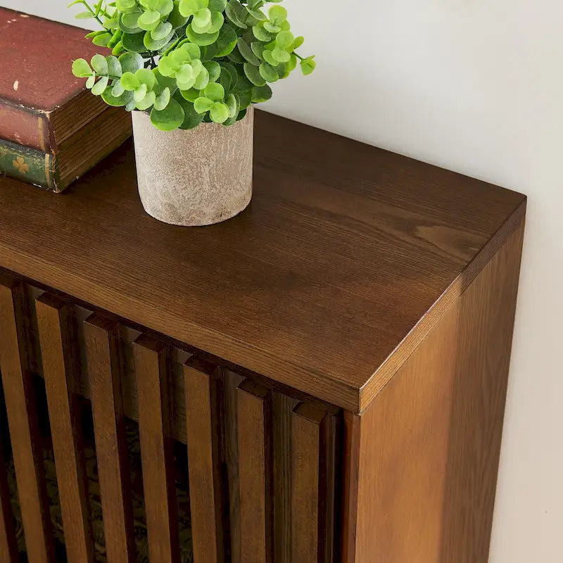 Buffet moderne cannelé ajouré avec 2 trous de sortie, buffet avec rangement, armoire de rangement pour salon