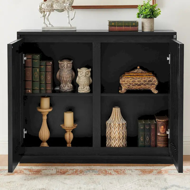 Buffet moderne cannelé ajouré avec 2 trous de sortie, buffet avec rangement, armoire de rangement pour salon