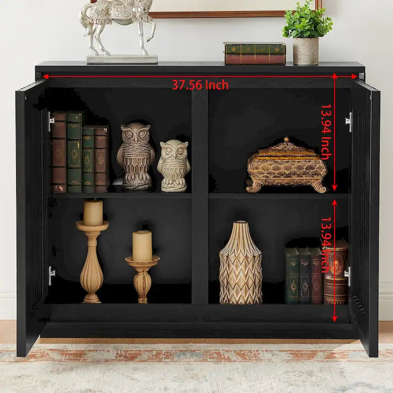 Buffet moderne cannelé ajouré avec 2 trous de sortie, buffet avec rangement, armoire de rangement pour salon