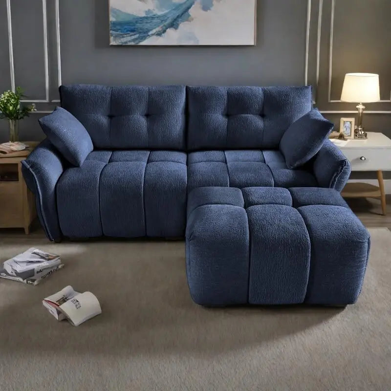 Canapé 2 places en chenille 78,7 avec ottoman, design minimaliste et coussins haute résilience