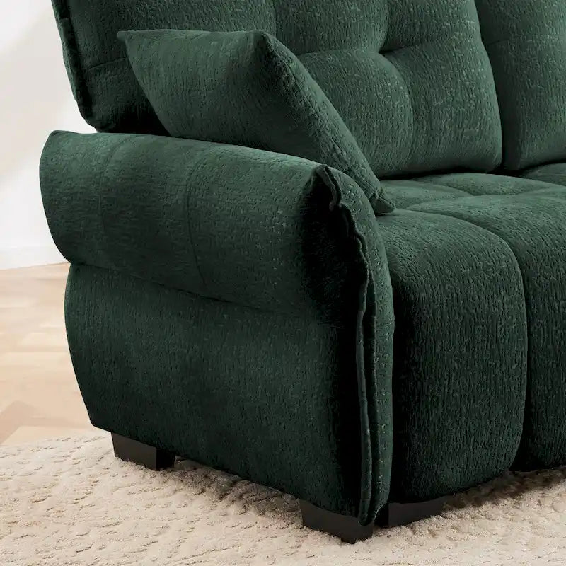 Canapé 2 places en chenille 78,7 avec ottoman, design minimaliste et coussins haute résilience