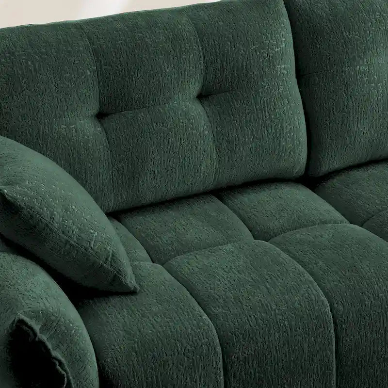 Canapé 2 places en chenille 78,7 avec ottoman, design minimaliste et coussins haute résilience