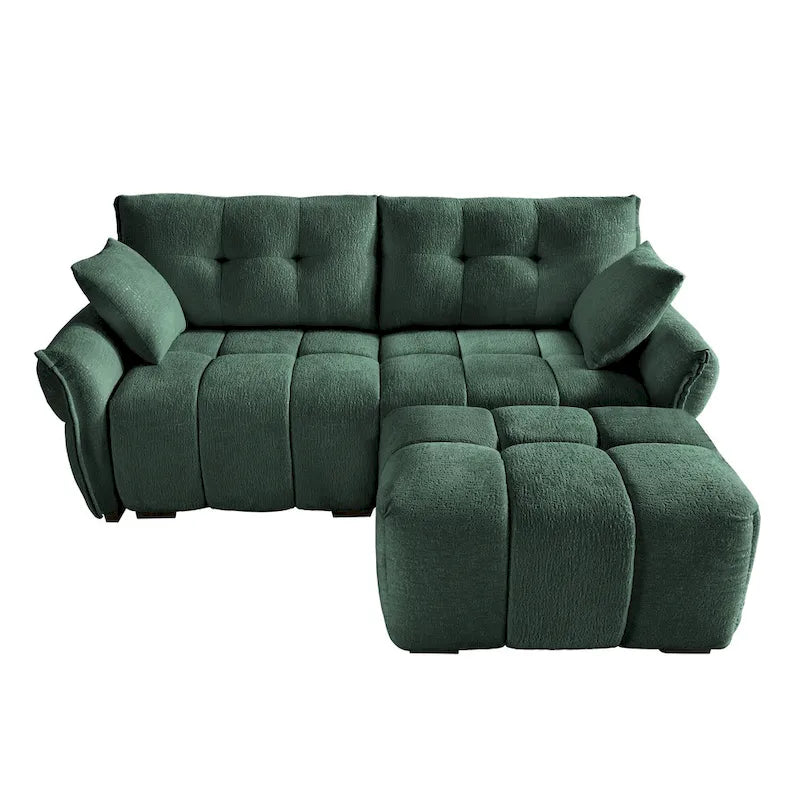 Canapé 2 places en chenille 78,7 avec ottoman, design minimaliste et coussins haute résilience
