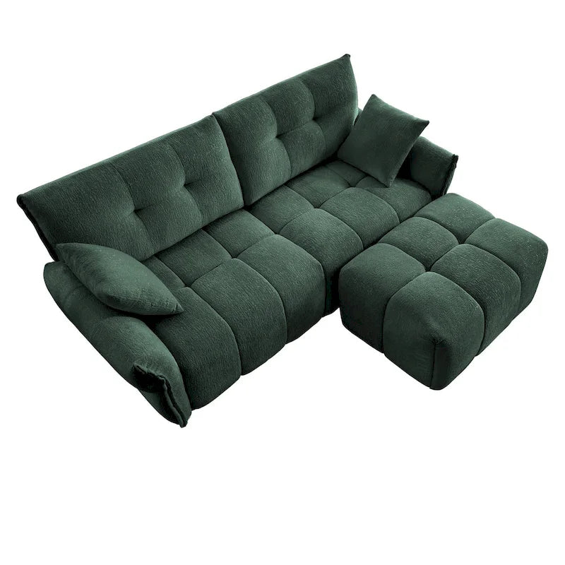 Canapé 2 places en chenille 78,7 avec ottoman, design minimaliste et coussins haute résilience
