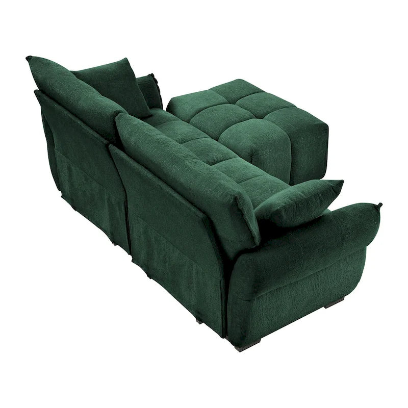 Canapé 2 places en chenille 78,7 avec ottoman, design minimaliste et coussins haute résilience