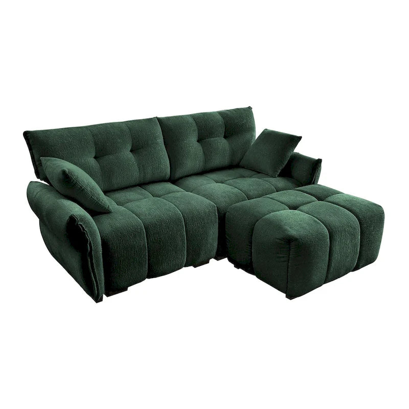 Canapé 2 places en chenille 78,7 avec ottoman, design minimaliste et coussins haute résilience